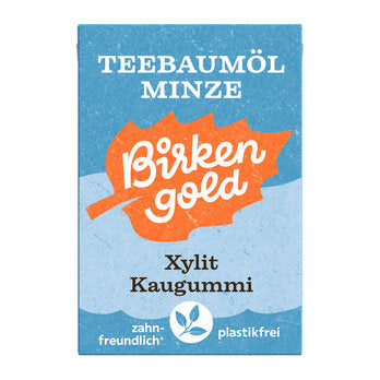 BIRKENGOLD Natur Kaugummi Teebaumöl-Minze Xylit 28g