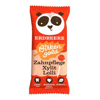 BIRKENGOLD Zahnpflege Xylit Lolli Erdbeere 6g