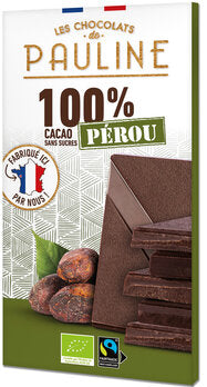 LES CHOCOLATS DE PAULINE Cocoa 100% Chocolate 80g