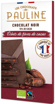 LES CHOCOLATS DE PAULINE Dark Chocolate70% Cacao Nibs 80g