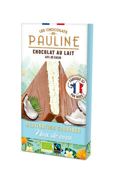 LES CHOCOLATS DE PAULINE Tafel Schokolade Milch Kokofüllung 92g