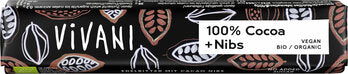 Vivani 100% Cocoa + Nibs Riegel, 25g