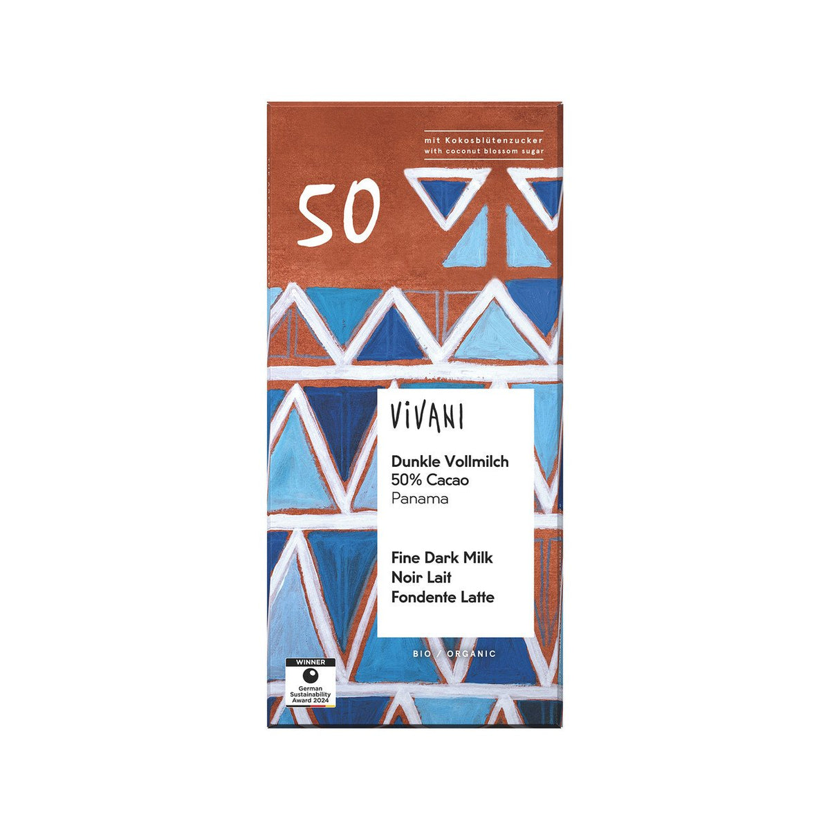 Vivani Schokolade dunkle Vollmilch mit Kokosblütenzucker, EU Bio Tafel 80 g