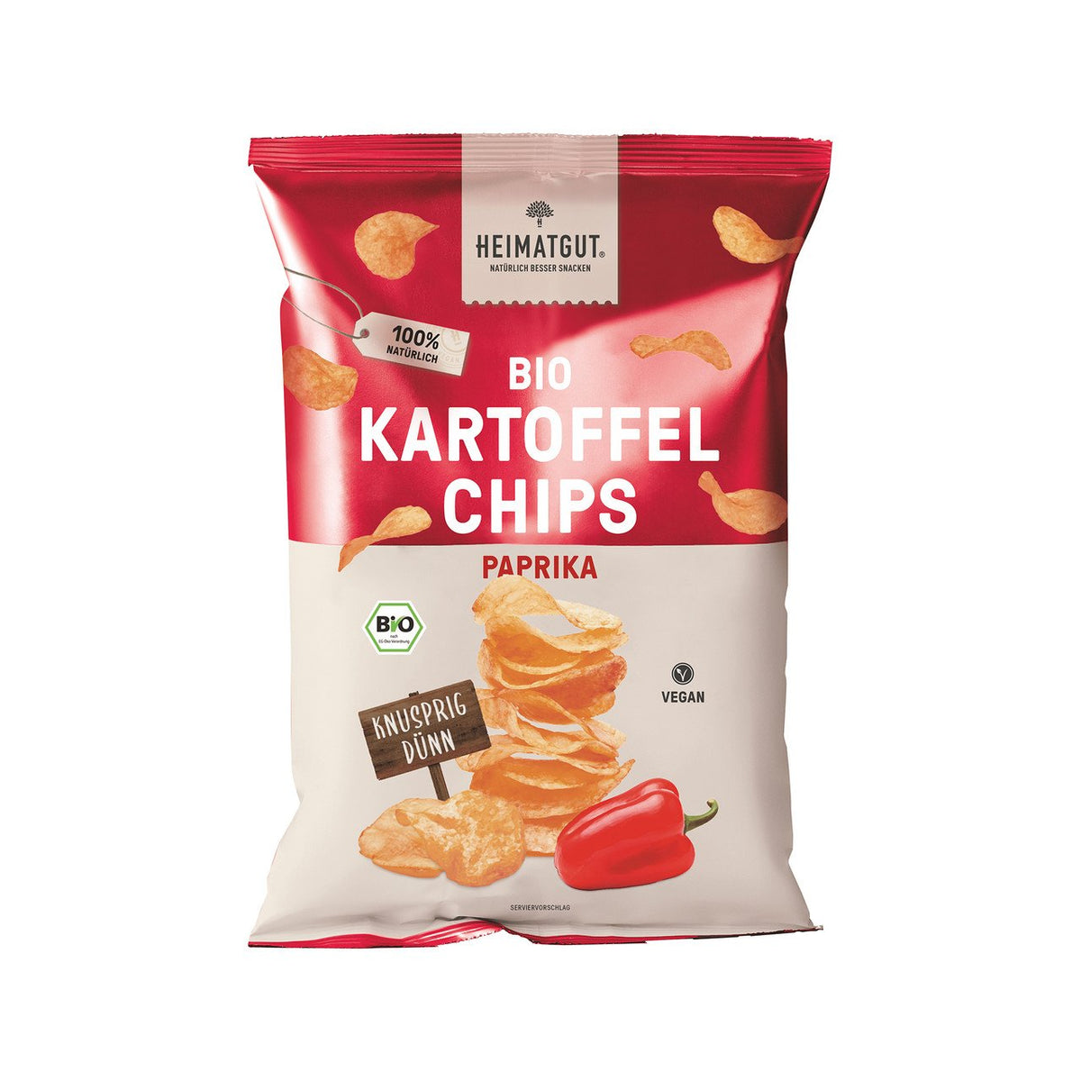 Heimatgut Kartoffel Chips Paprika, EU Bio Beutel 125 g