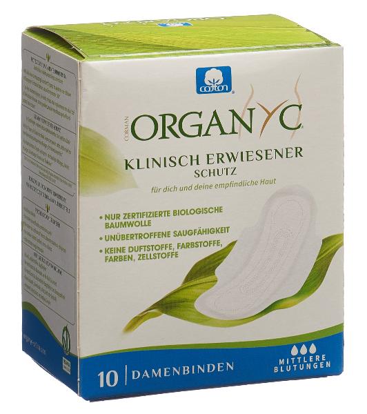 ORGANYC Monatsbinden mit FlÃ¼gel Mode Flow 10 Stk