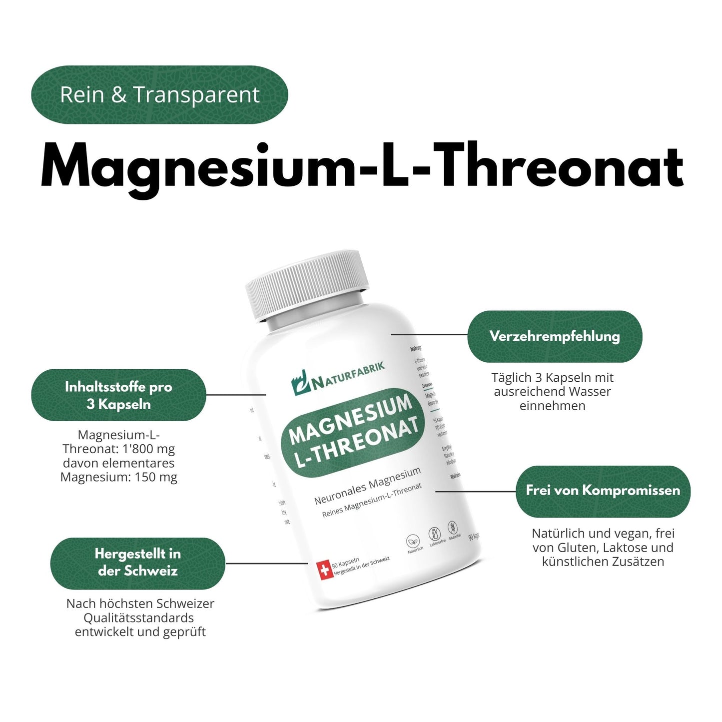 NATURFABRIK Magnesium-L-Threonat Kapseln 90 Stück (3er Bündel)