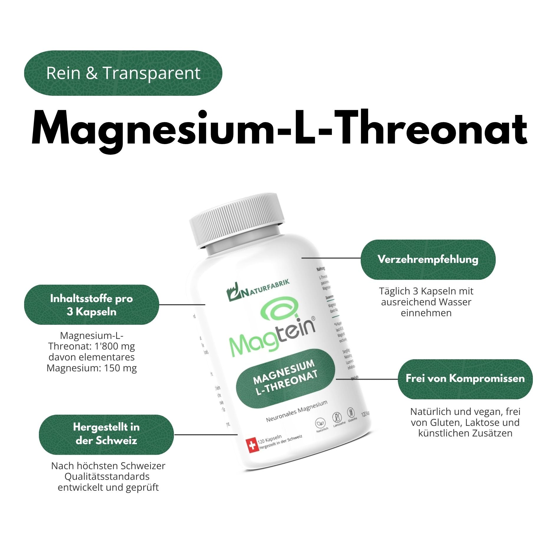 DrogerieMarkt24 - DrogerieMarkt24 NATURFABRIK Magnesium-L-Threonat Magtein® Kaps 120 Stk - DrogerieMarkt24