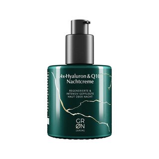 GRN-GRÜN 4x-Hyaluron- & Q10-Nachtcreme, Für regenerierte & intensiv gepflegte Haut über Nacht, BDIH Organic 50ml