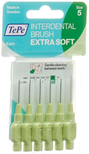 TEPE Interden Brush 0.8mm x-soft grün Blist 6 Stk