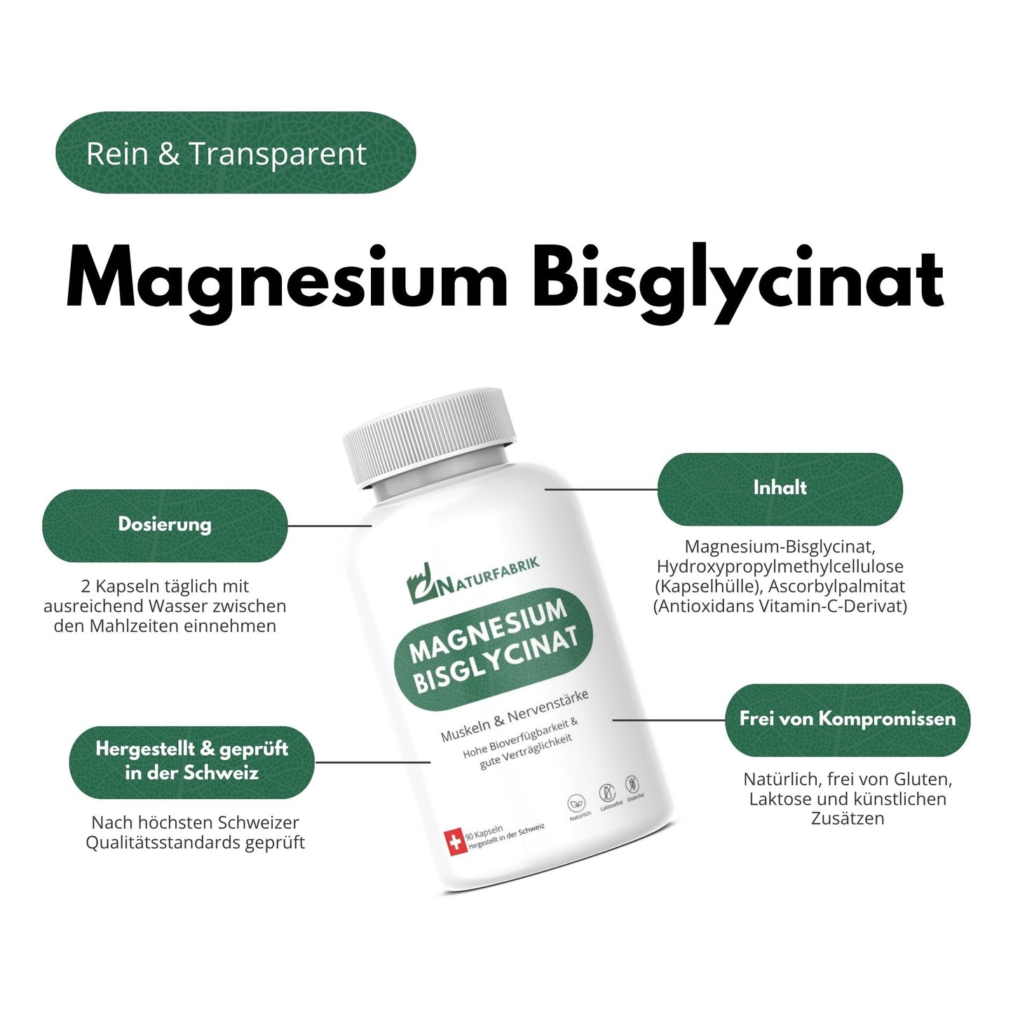 NATURFABRIK Magnesium Bisglycinat Kapseln 90 Stück