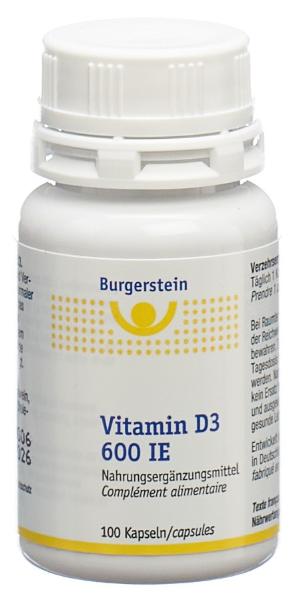 DrogerieMarkt24 - DrogerieMarkt24 BURGERSTEIN Vitamin D3 Kapseln 600 IE (100 Stk.) - DrogerieMarkt24