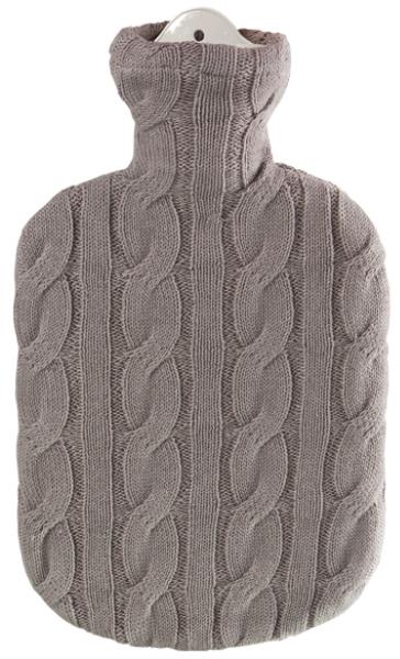 SÄNGER Wärmflasche 2l Strickbezug Zopf dunkelbe