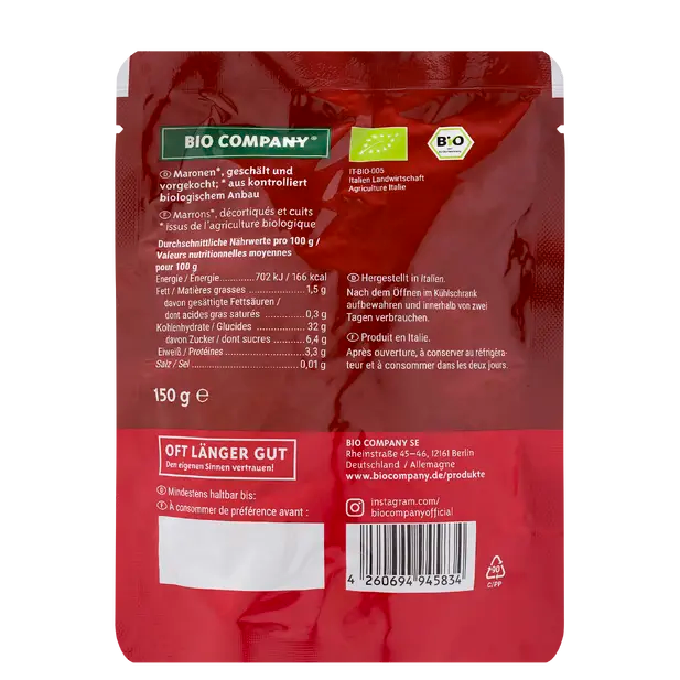 BIO COMPANY Maronen gekocht und geschält 150g
