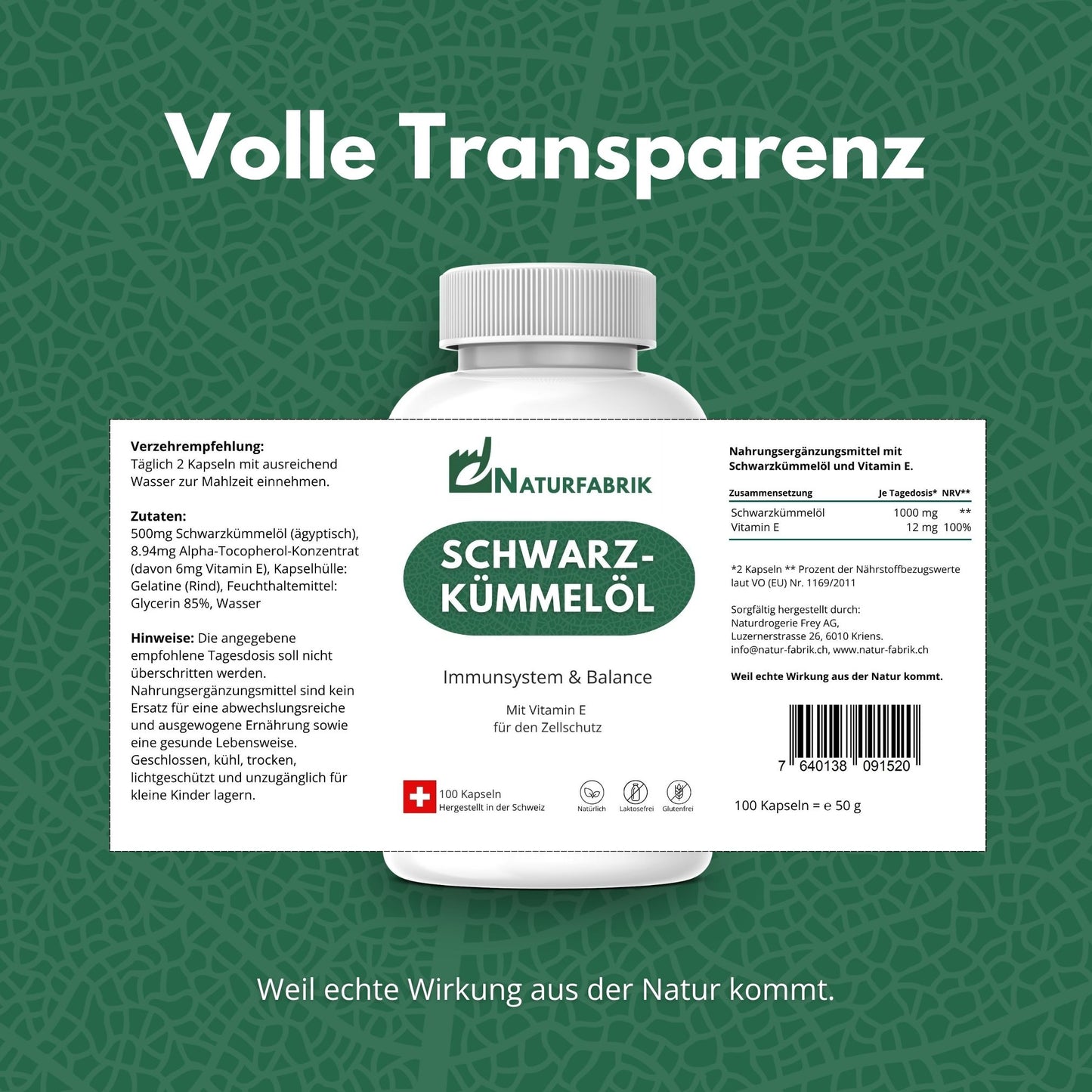 NATURFABRIK Schwarzkümmelöl Kapseln 100 Stk