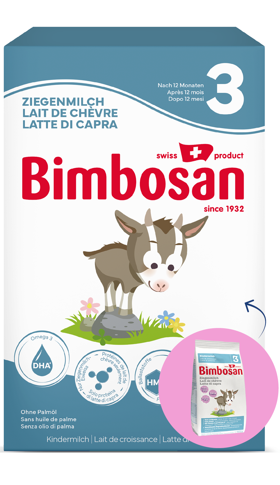 Bimbosan Ziegenmilch 3 Kindermilch in der 400-g-Dose