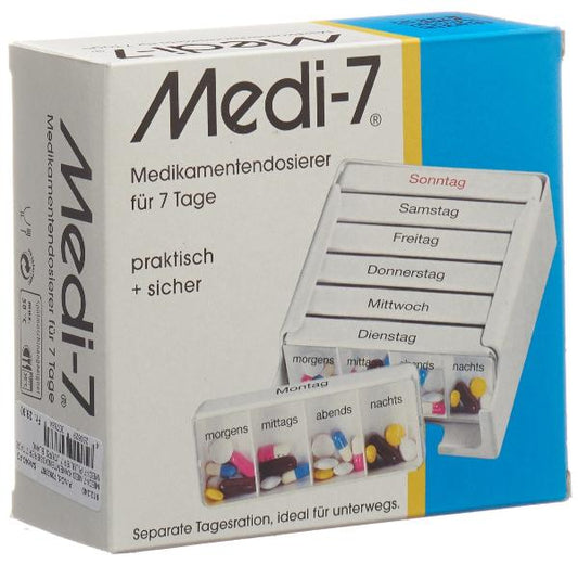SAHAG Medi-7 Medidosierer 7 Tage 4 Fächer weiss D