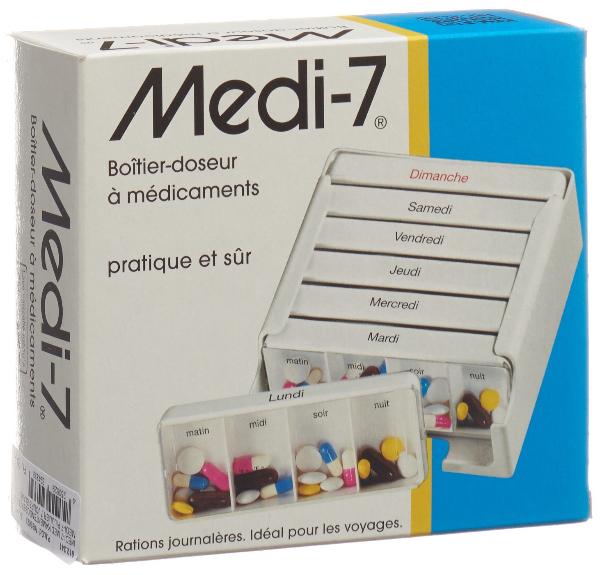 SAHAG Medi-7 Medidosierer 7 Tage 4 Fächer weiss F