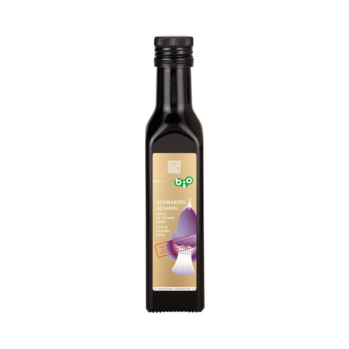NaturKraftWerke Schwarzes Sesamöl nativ, CH Bio Flasche 250 ml/Glas Einweg