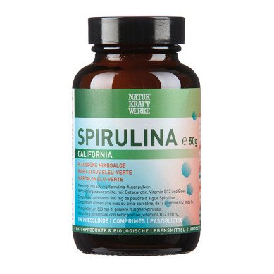 NaturKraftWerke Spirulina California Presslinge, 100 Stk., Konventionell Glas 50 g