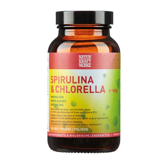NaturKraftWerke Spirulina & Chlorella Pulver, Konventionell Glas 100 g