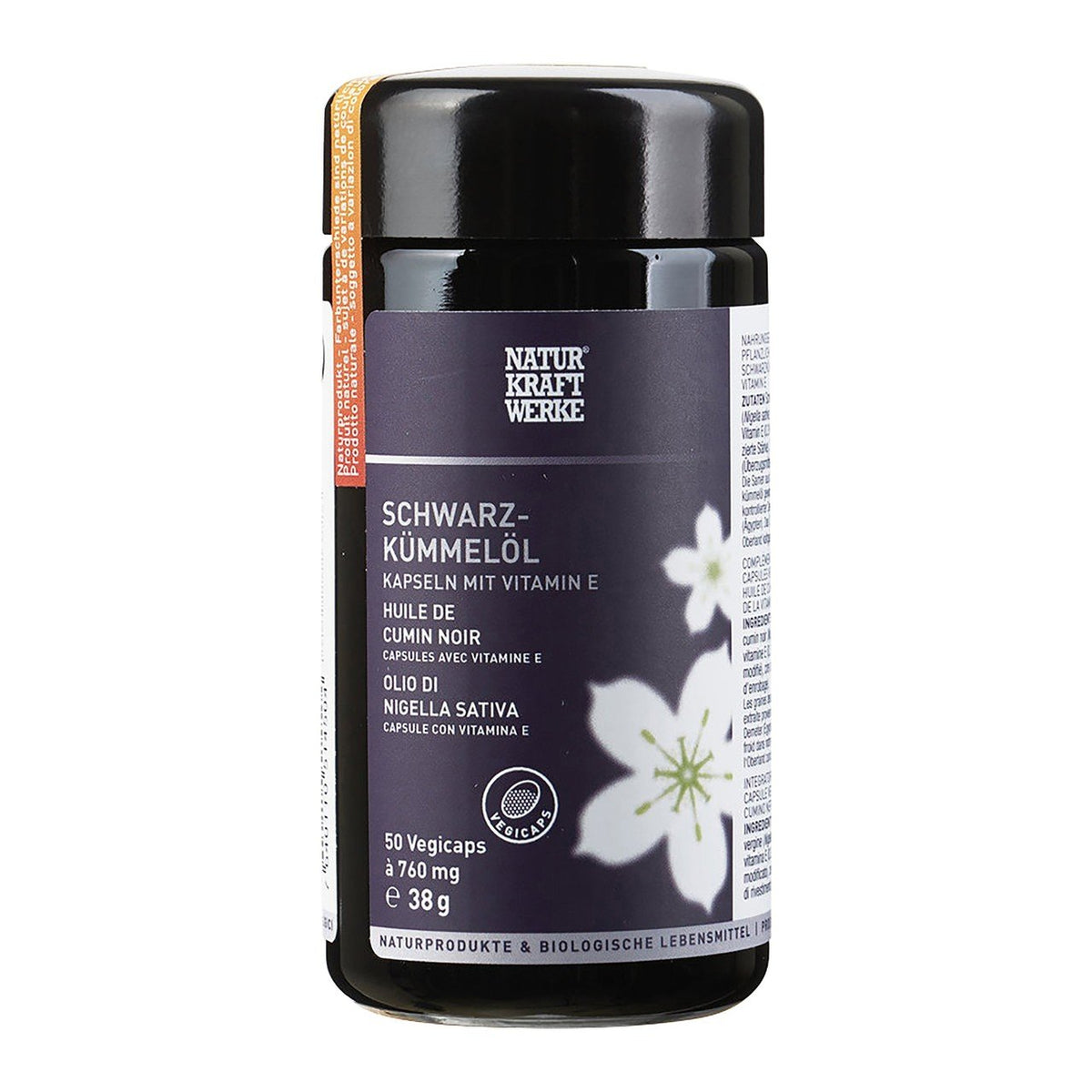 NaturKraftWerke Schwarzkümmelöl Vegicaps 60 Kapseln, CH Bio Glas 35.7 g
