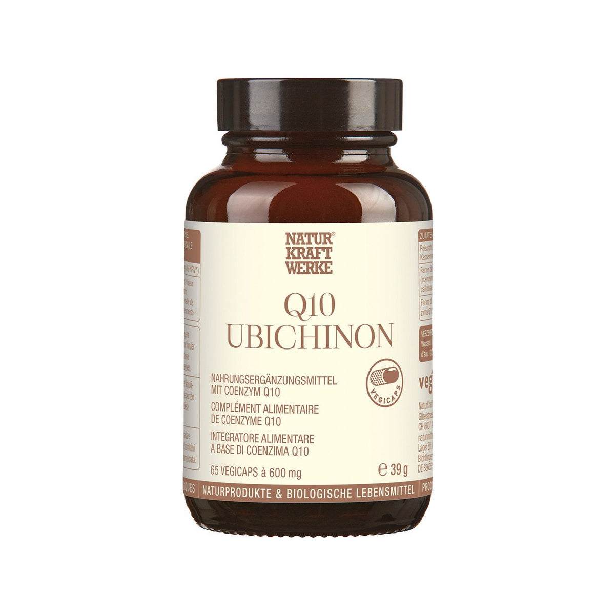 NaturKraftWerke Q10 Ubichinon Vegicaps, 170 Stk., ohne Zertifizierung Glas 39 g