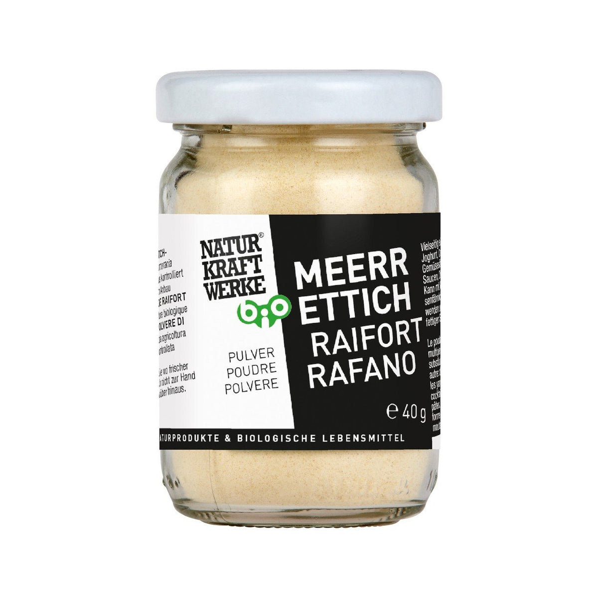NaturKraftWerke Meerrettich Pulver, CH Bio Glas 40 g