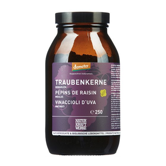 NaturKraftWerke Traubenkerne mit Traubenhautanteilen gemahlen, Demeter Glas 250 g