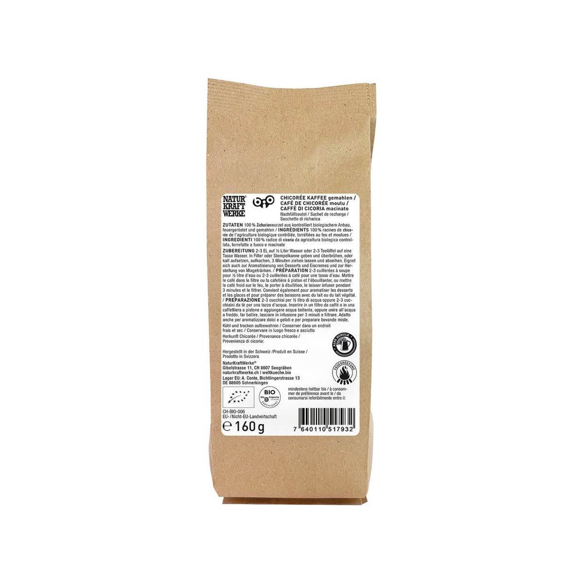NaturKraftWerke Chicorée Kaffee, CH Bio Beutel 160 g