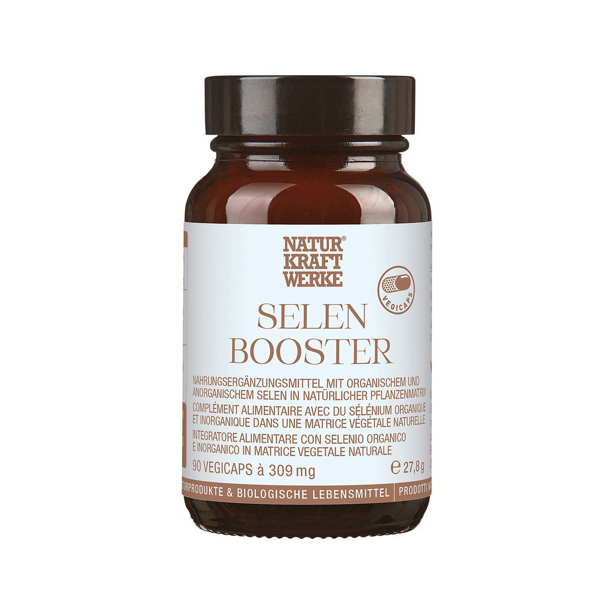 NaturKraftWerke Selen Booster Vegicaps, 60 Stk., ohne Zertifizierung Glas 27.8 g