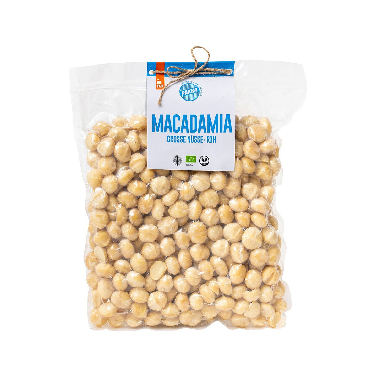 Pakka Macadamia, grosse Nüsse, roh, EU Bio Beutel 1 kg