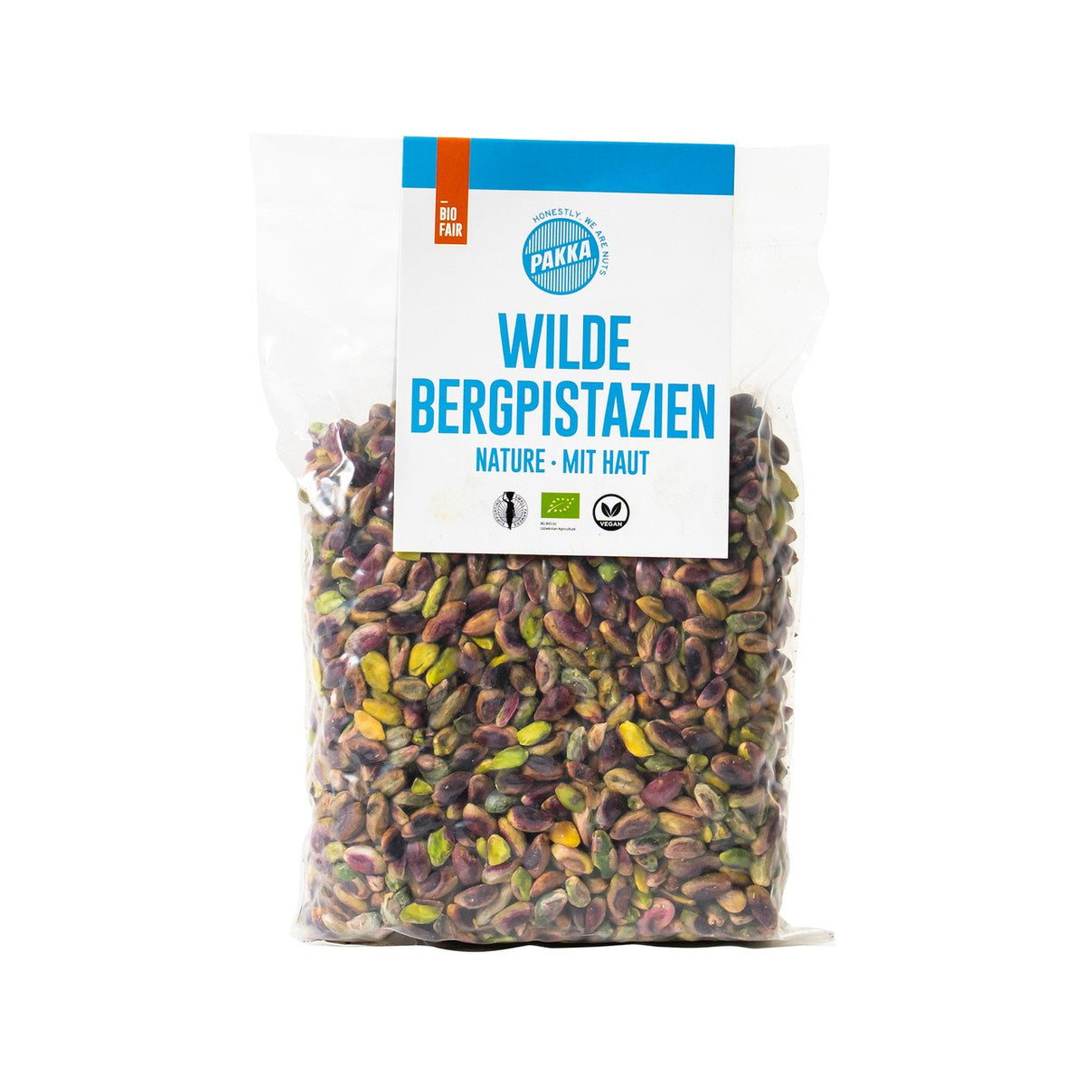 Pakka Wilde Bergpistazien, nature, mit Haut, EU Bio Beutel 500 g