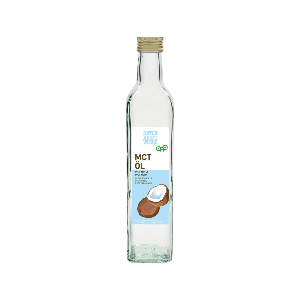 NaturKraftWerke MCT-Öl aus Kokosöl, CH Bio Flasche 500 ml/Glas Einweg