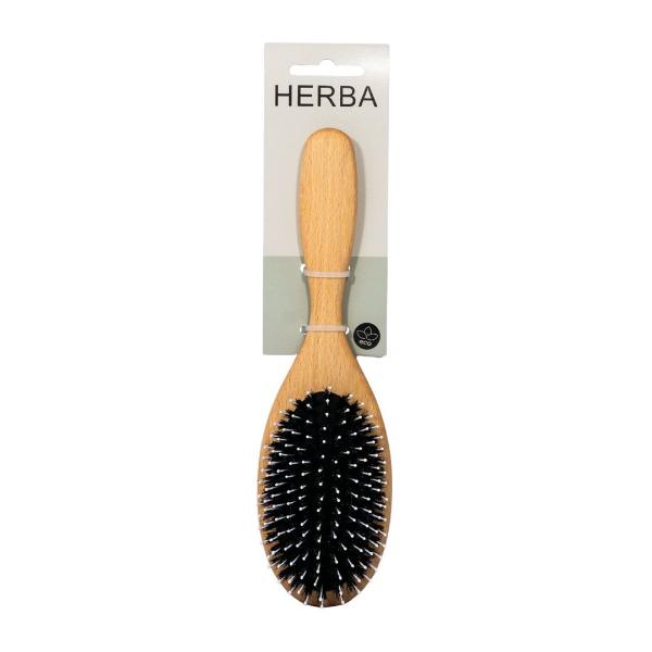 HERBA Haarbürste Wildschw-/Nylonbor oval Buche
