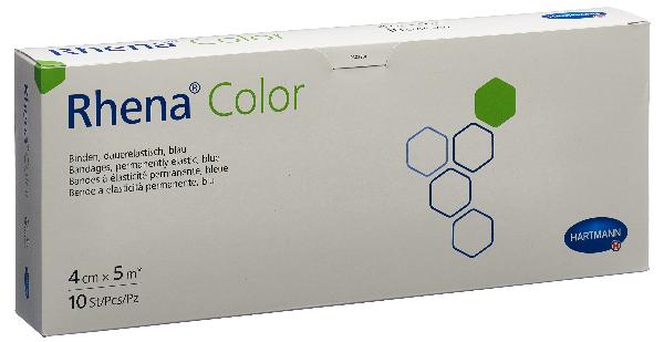 RHENA Color Elast Binde 4cmx5m blau offen 10 Stk