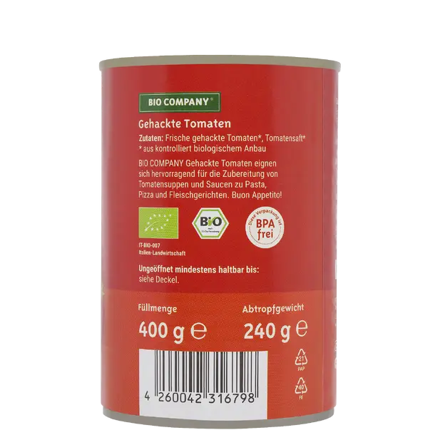 DrogerieMarkt24 - DrogerieMarkt24 BIO COMPANY Gehackte Tomaten 400g - DrogerieMarkt24