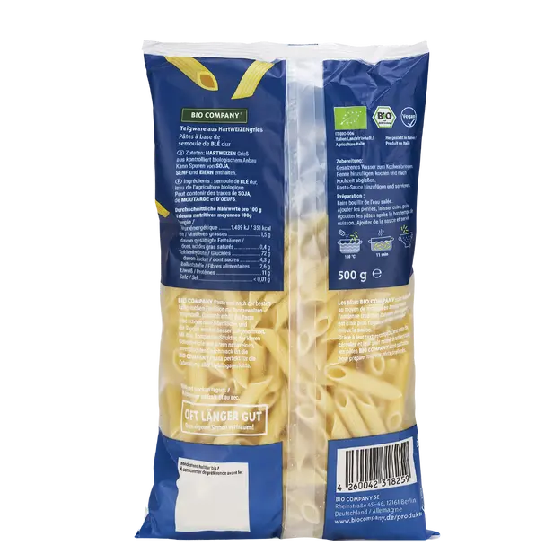 DrogerieMarkt24 - DrogerieMarkt24 BIO COMPANY Penne aus Hartweizen BIO 500g - DrogerieMarkt24