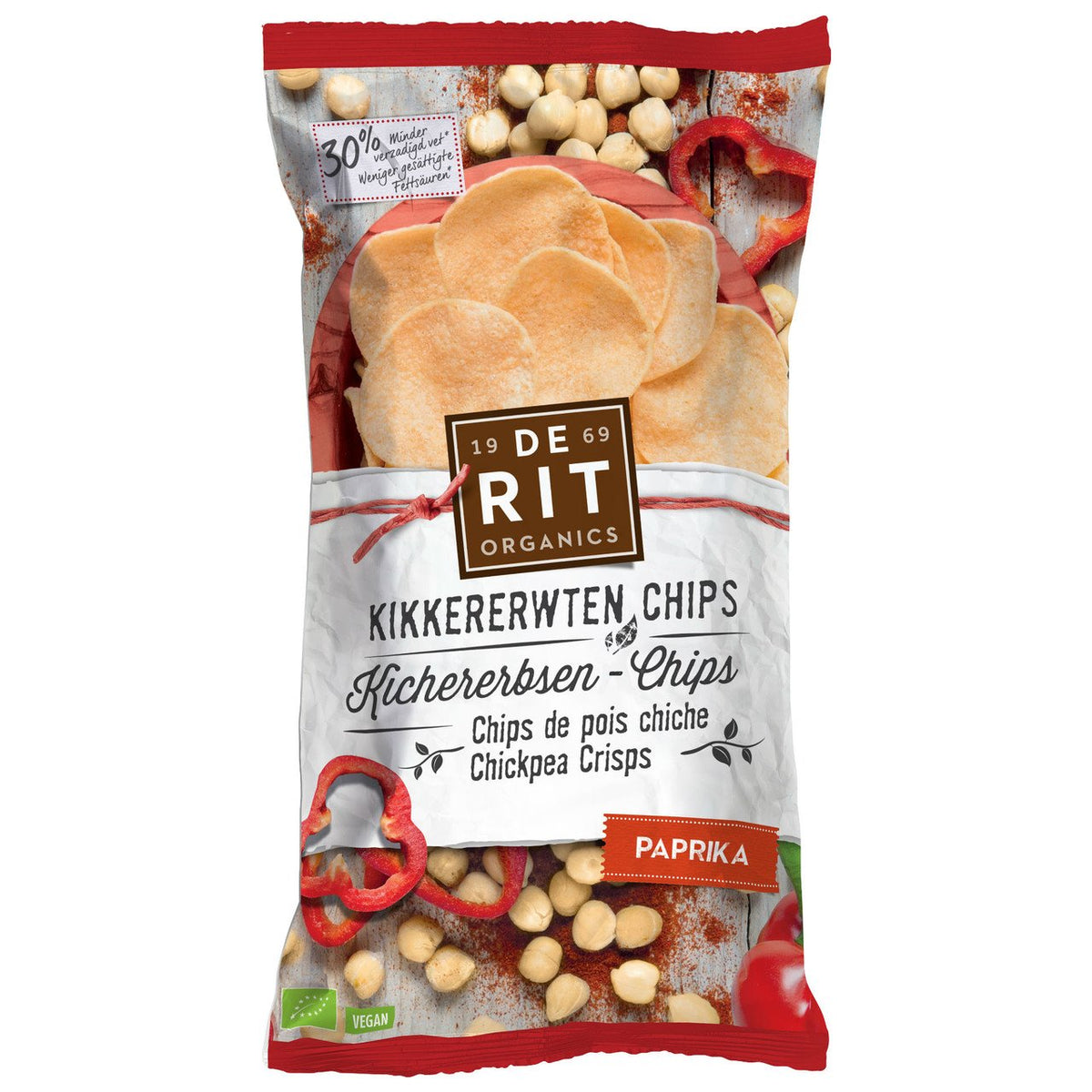 De Rit Kichererbsen-Chips Paprika, EU Bio Beutel 75 g