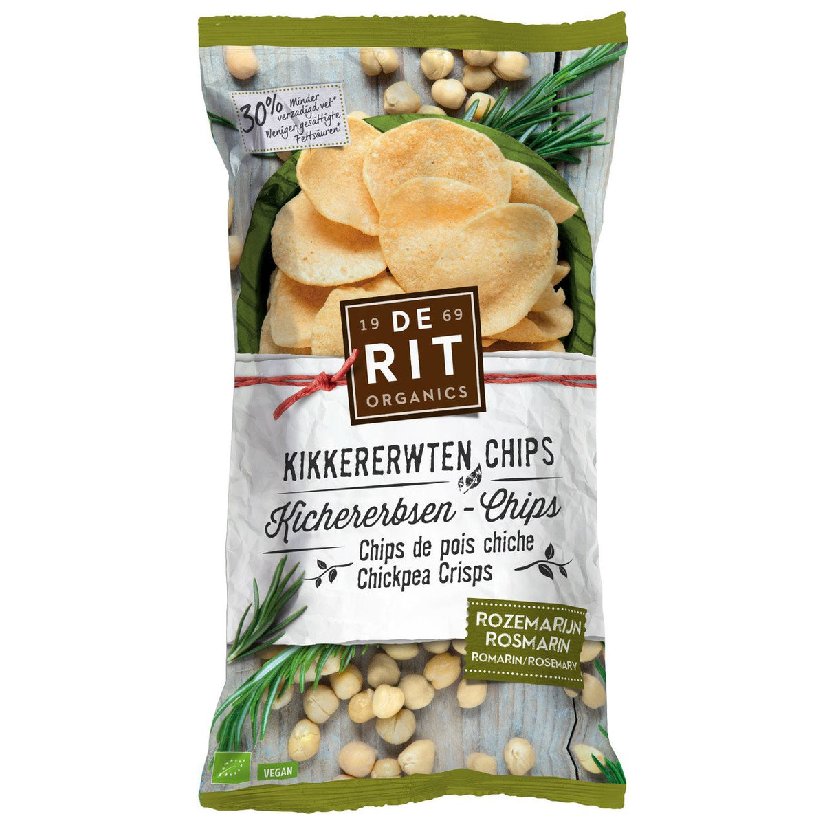 De Rit Kichererbsen-Chips Rosmarin, EU Bio Beutel 75 g