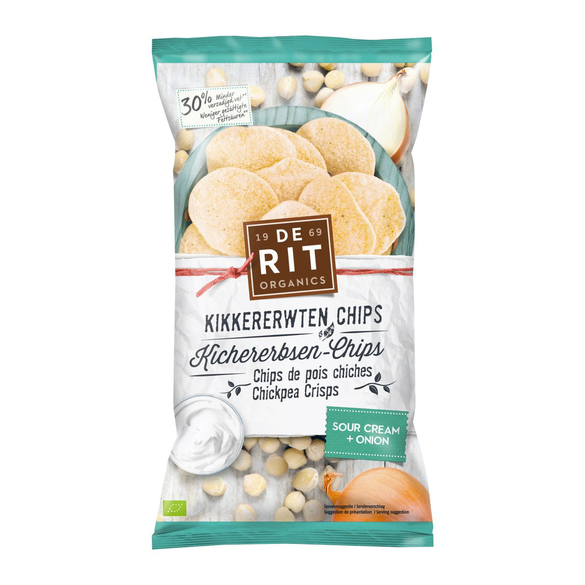De Rit Kichererbsen-Chips Sour Cream Onion, EU Bio Beutel 75 g
