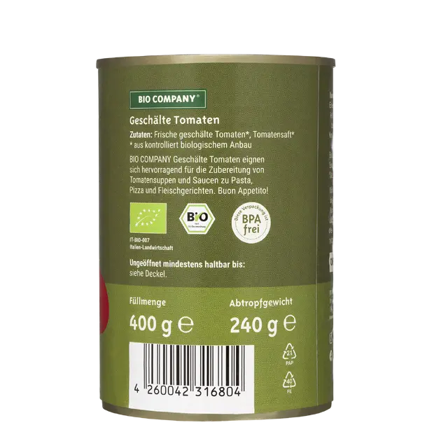 BIO COMPANY Geschälte Tomaten 400g