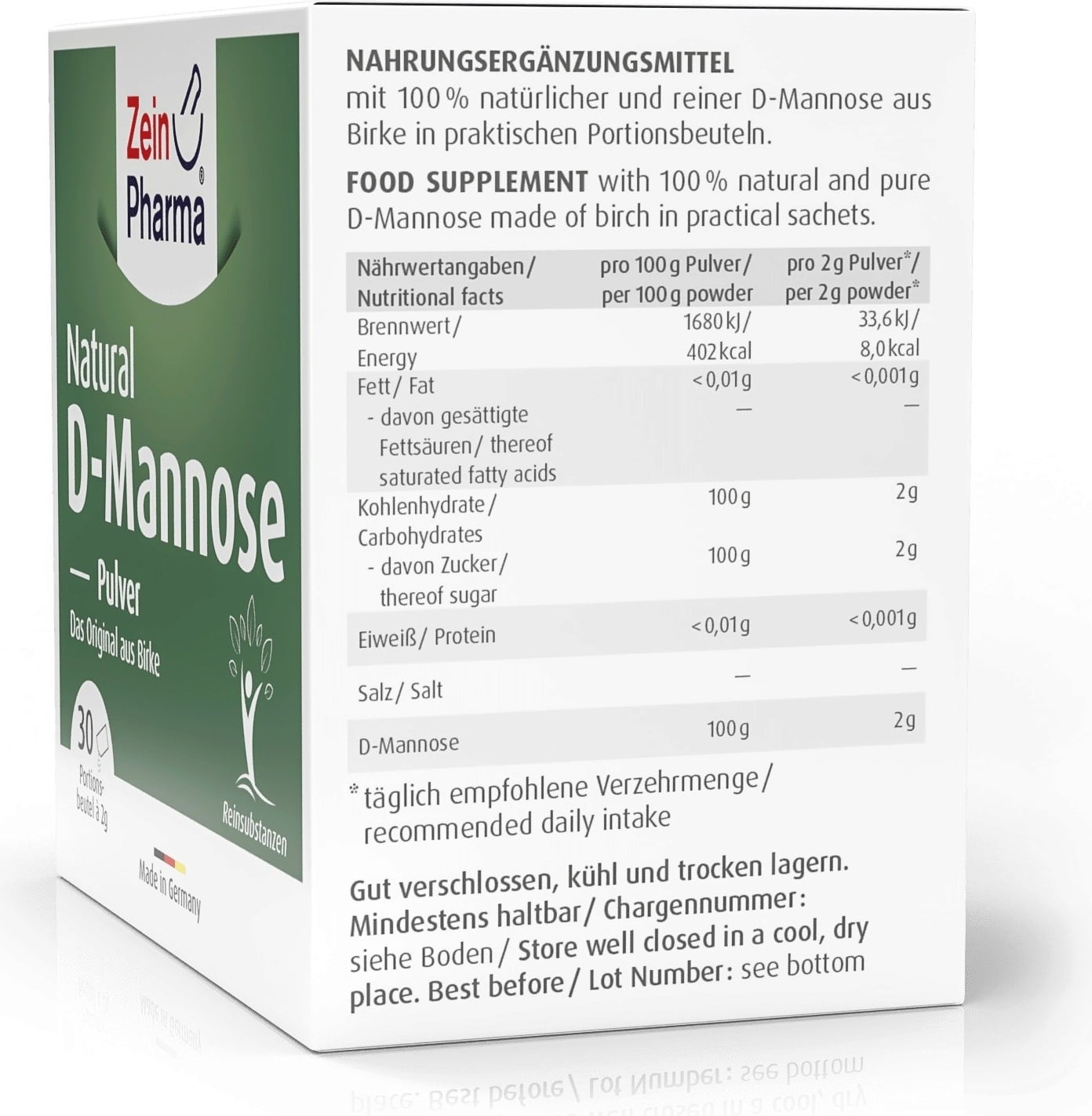 NATURAL D-Mannose 2000 mg Pulver Beutel 30X2 g