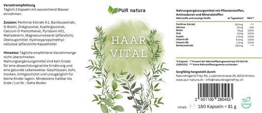 PUR NATURA Haarvital Kapseln 180 Stk