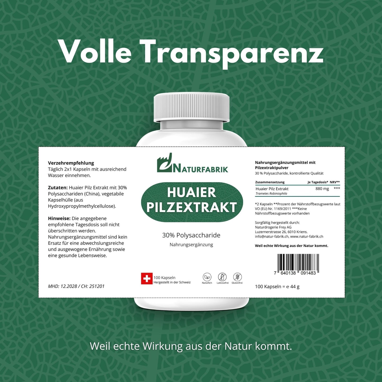 DrogerieMarkt24 - DrogerieMarkt24 NATURFABRIK Huaier Pilzextrakt Kapseln 100 Stk - DrogerieMarkt24