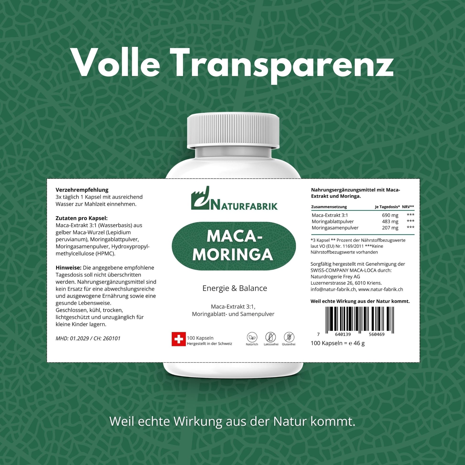 DrogerieMarkt24 - DrogerieMarkt24 NATURFABRIK Maca-Moringa Kapseln 100 Stk - DrogerieMarkt24