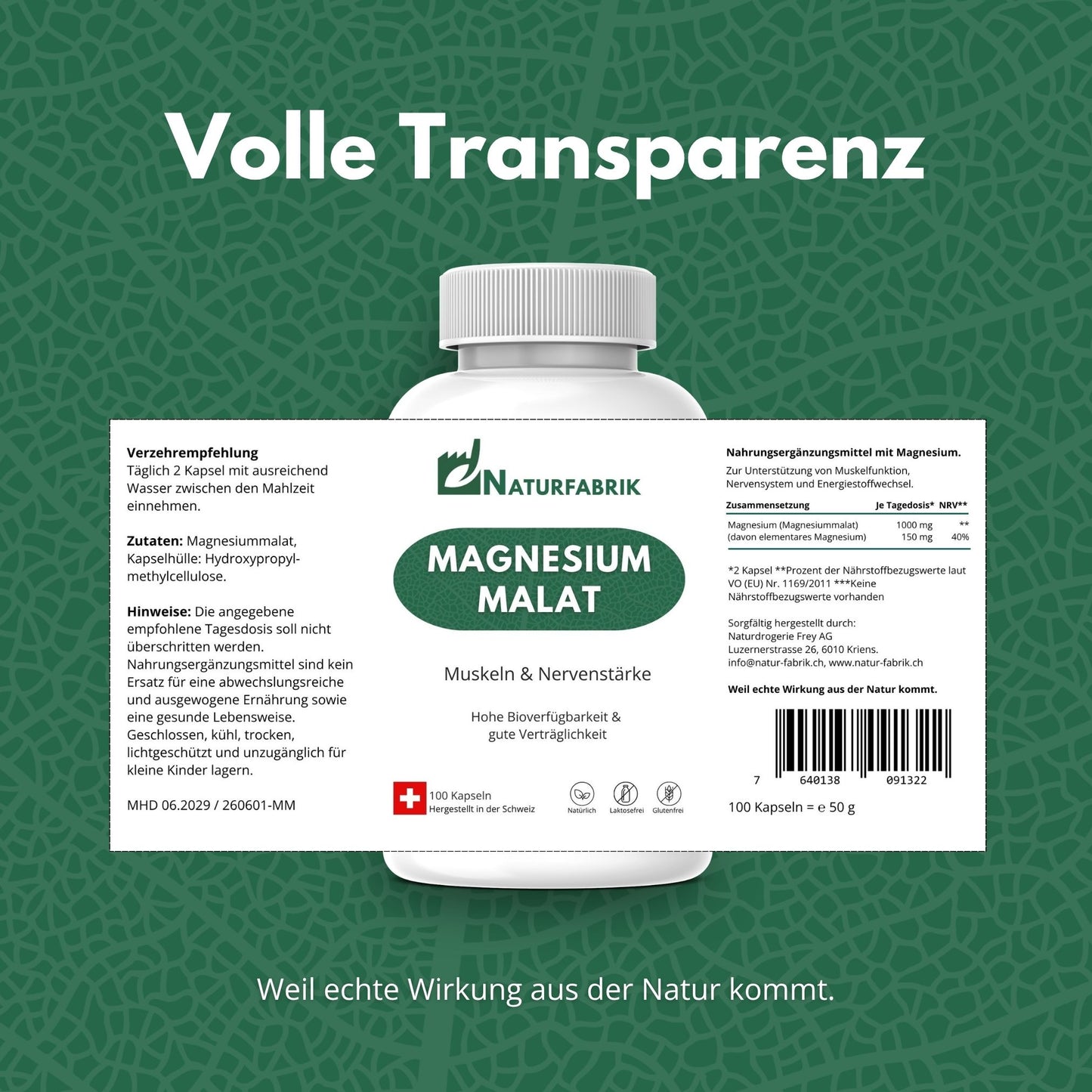 DrogerieMarkt24 - DrogerieMarkt24 NATURFABRIK Magnesium Malat Kapseln 100 Stk - DrogerieMarkt24