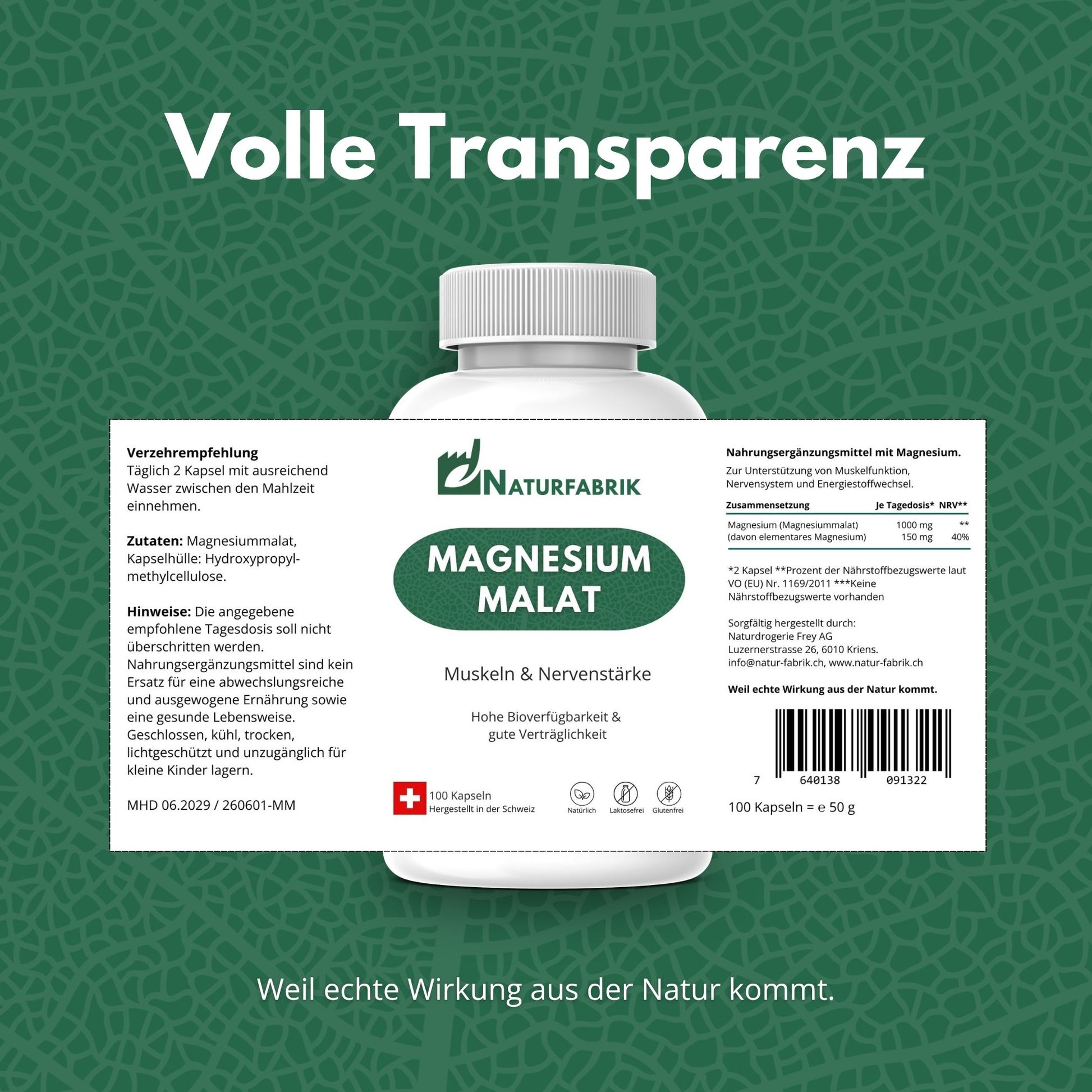 DrogerieMarkt24 - DrogerieMarkt24 NATURFABRIK Magnesium Malat Kapseln 100 Stk - DrogerieMarkt24