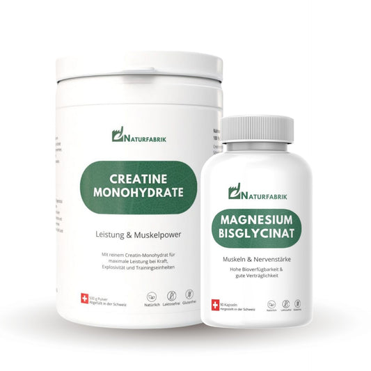DrogerieMarkt24 - DrogerieMarkt24 NATURFABRIK Naturpower Duo – Creatine Monohydrate Pulver & Magnesium Bisglycinat Kapseln - DrogerieMarkt24