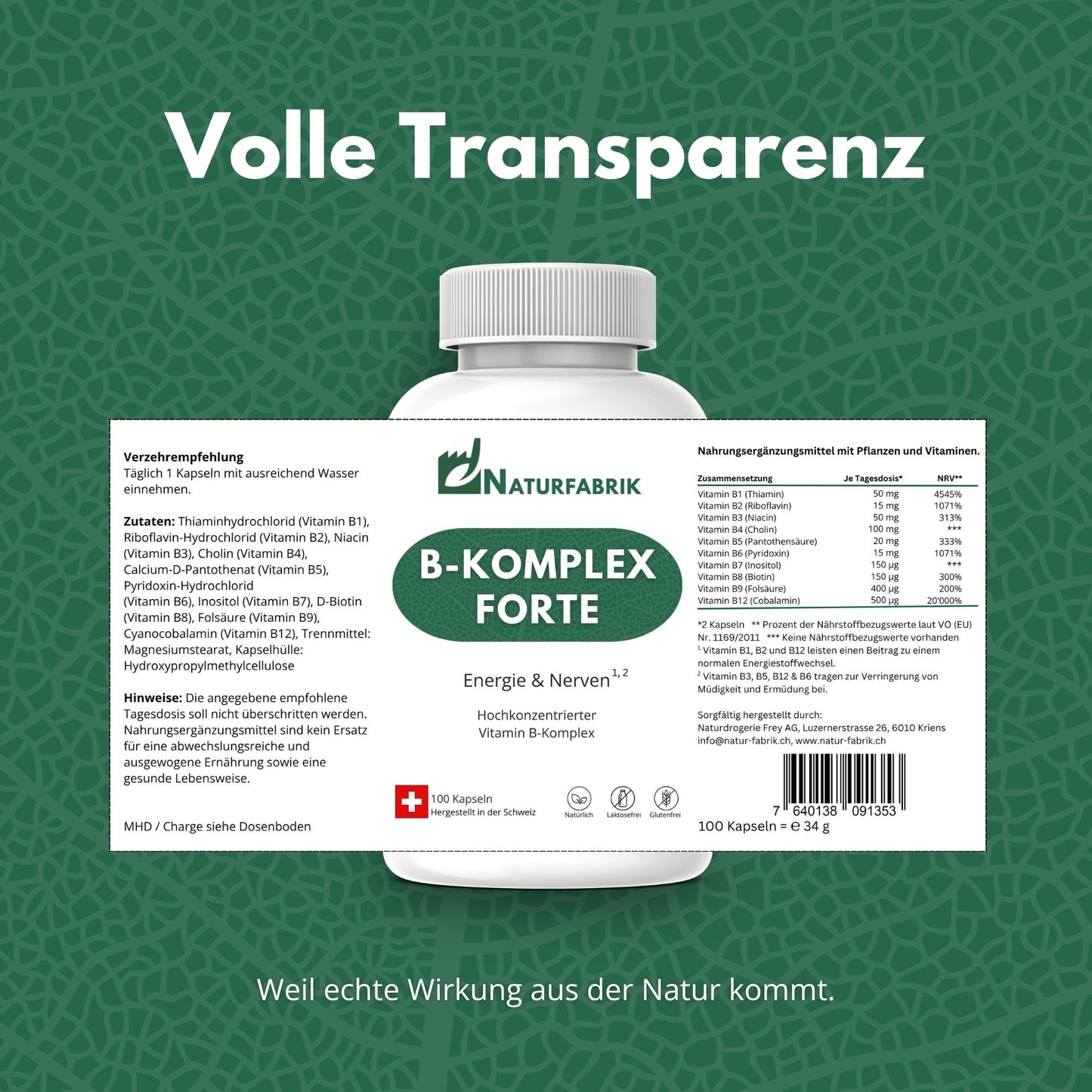 NATURFABRIK Vitamin B-Komplex Forte Kapseln 100 Stk