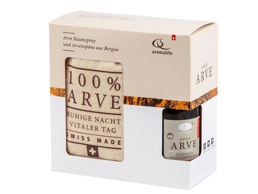 AROMALIFE Arve "Bergün" Geschenkset Raumspray & Späne
